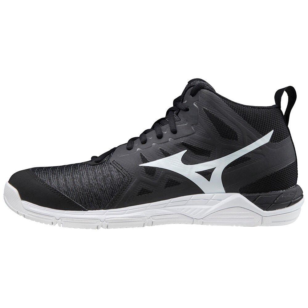 Mizuno Men's Volleyball Shoes Wave Supersonic 2 Mid Black/White/Grey - PMUZKCT-29